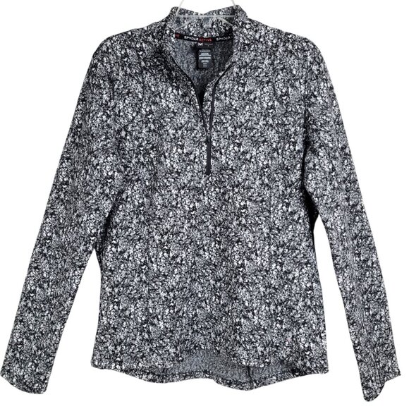 Spyder Active Fleece Jacket Women L Black White 1/4 Zip Yoga Athleisure Pullover - Picture 1 of 12